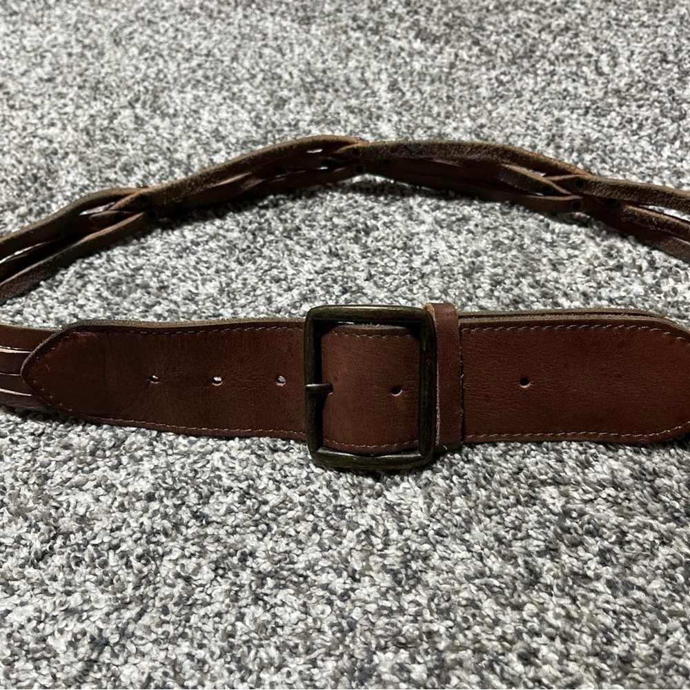 AEO Brown Leather Braided Belt American Eagle Outfitters Western 2011